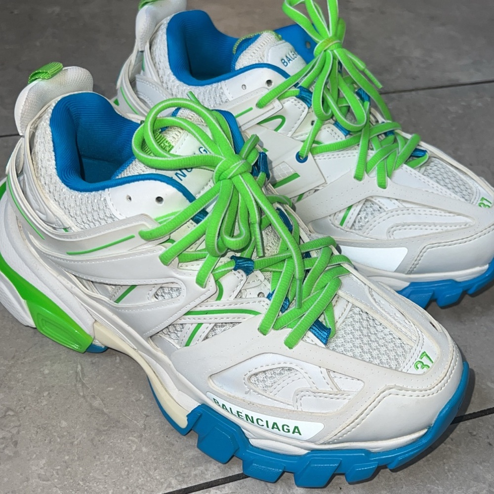 Balenciaga Blue and Green Sneakers
